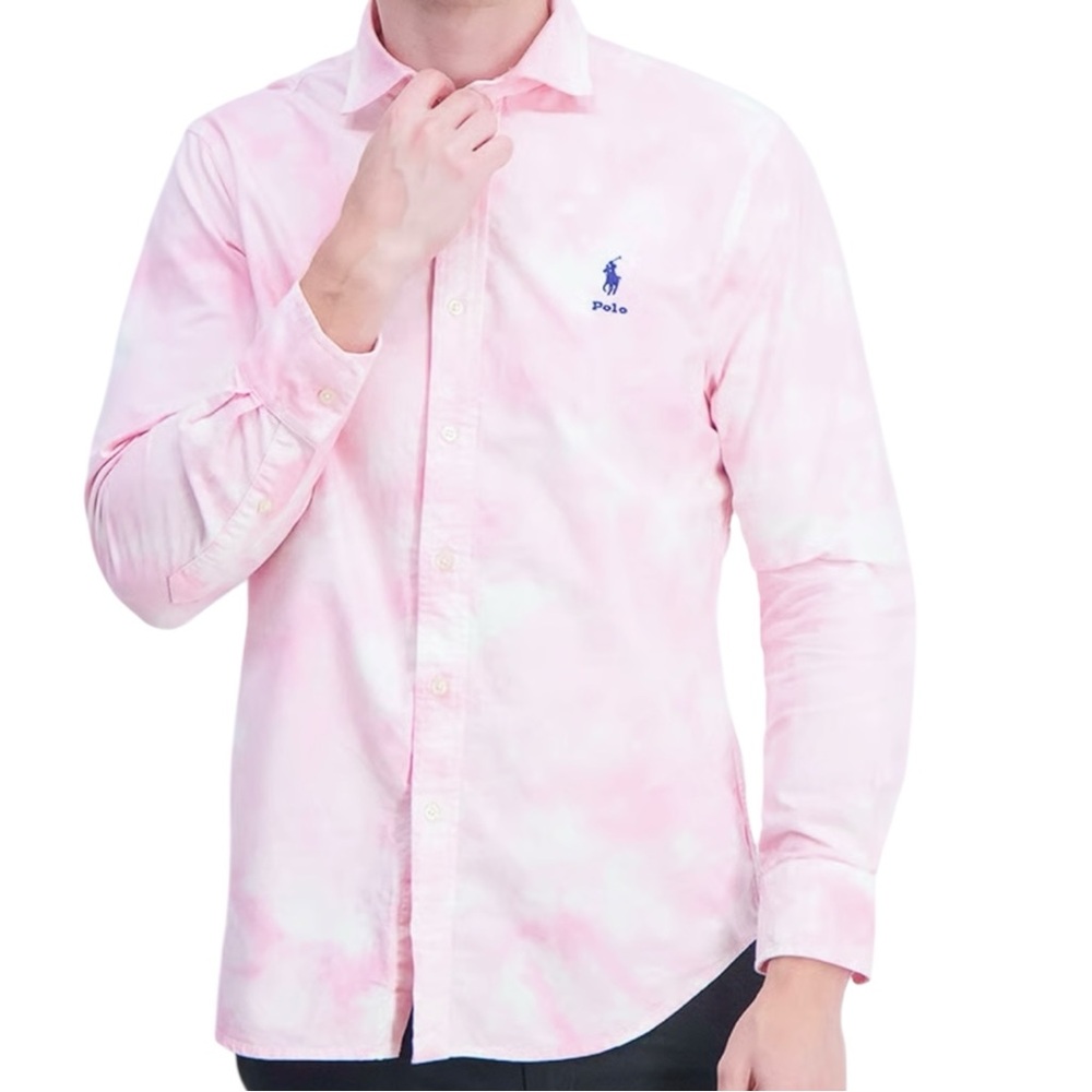 Polo Ralph Lauren Classic Fit Pony Pink Tie Dye Oxford Long Sleeve Shirt S